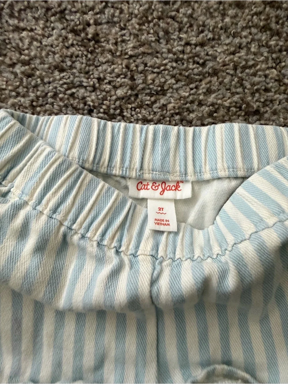 Cat & Jack Blue and White Striped Ruffle Shorts